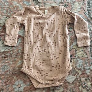 Quincy Mae Mauve Pink Floral Ribbed Long-Sleeve Baby One-Piece